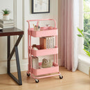 3‑Tier Pink Storage Trolley on Wheels – Versatile Organiser for Kitchen, Bathroom, Office or Bedroom