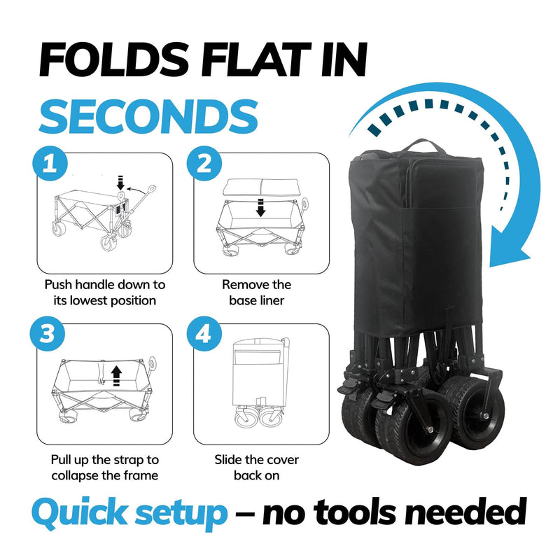 120L Folding Utility Trolley – Heavy Duty Outdoor Cart with Puncture-Proof Wheels