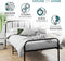 Extra Strong Single Metal Bed Frame with Rounded Head and Foot Board In Black