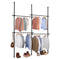 Black Floor to Ceiling Double Telescopic Wardrobe Organiser – 2 Tier Hanging Clothes Rack