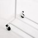 Heavy Duty White Clothes Rail – Adjustable Width & Height with Shelf and Locking Wheels