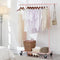 Heavy Duty Pink Clothes Rail – Adjustable Width & Height with Shelf and Locking Wheels