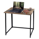 Folding Brown Wood Grain Desk Table with Black Frame – 80 x 45 x 74 cm