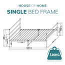 House Of Home | Extra Strong Single Metal Bed Frame in Black - Easy Assemble Bed Frames, 6.5ft x 3ft Bed Base Stylish and Durable Bedroom Furniture with Under Bed Storage Space