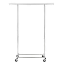 Heavy Duty Chrome Clothes Rail – Adjustable Width & Height with Shelf and Locking Wheels