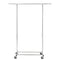 Heavy Duty Chrome Clothes Rail – Adjustable Width & Height with Shelf and Locking Wheels