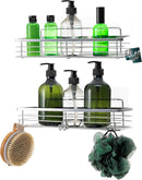 Set of 2 Stainless Steel Self-Adhesive Shower Caddies – Rust-Resistant Wall Storage