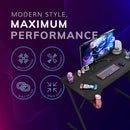 Gaming Desk Carbon Fibre Finish Black 120cm Cup Holder, Headphone Hook