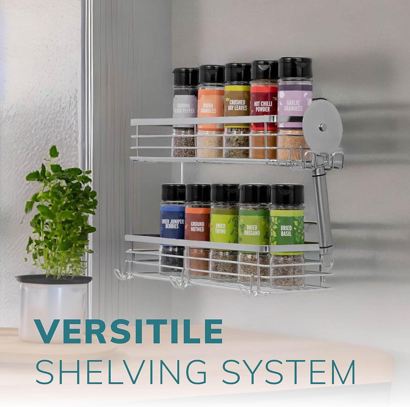 Set of 2 Stainless Steel Self-Adhesive Shower Caddies – Rust-Resistant Wall Storage