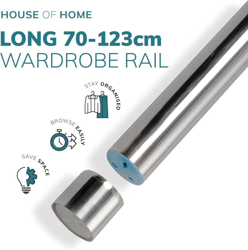 Extendable Wardrobe Rail – Heavy Duty Adjustable Steel Hanging Pole (Multiple Sizes)