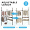 Adjustable Double Telescopic Clothes Rail with Storage Baskets & Shelving – Black