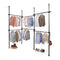 Black Floor to Ceiling Triple Telescopic Wardrobe Organiser – 2 Tier Modular Hanging Clothes Rack