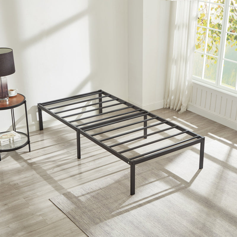Single Metal Bed Frame – Durable Black Powder Coating, 198 x 91 x 40 cm