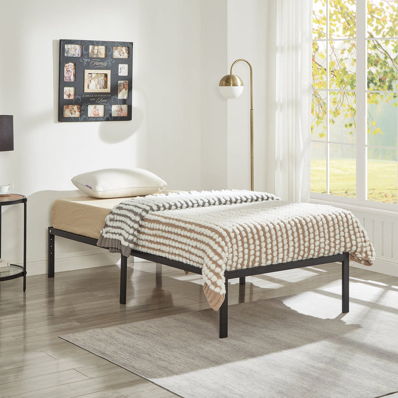 Single Metal Bed Frame – Durable Black Powder Coating, 198 x 91 x 40 cm