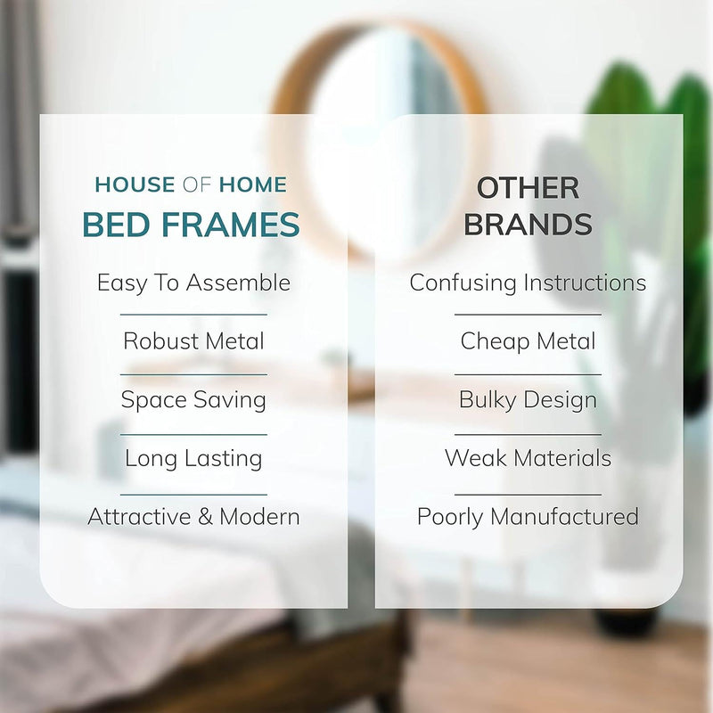 Metal Bed Frame Modern Design Single, Double, King, Extra Strong Black Finish Sturdy & Durable