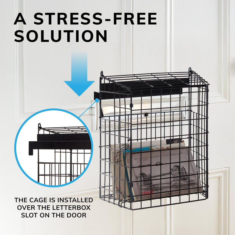 Black Letterbox Cage No Screws Needed Door Mail Box Post Letter Catcher