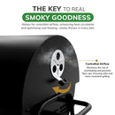 Barrel Charcoal BBQ Grill with Lid Thermometer, Portable Trolley Smoker, Wheels