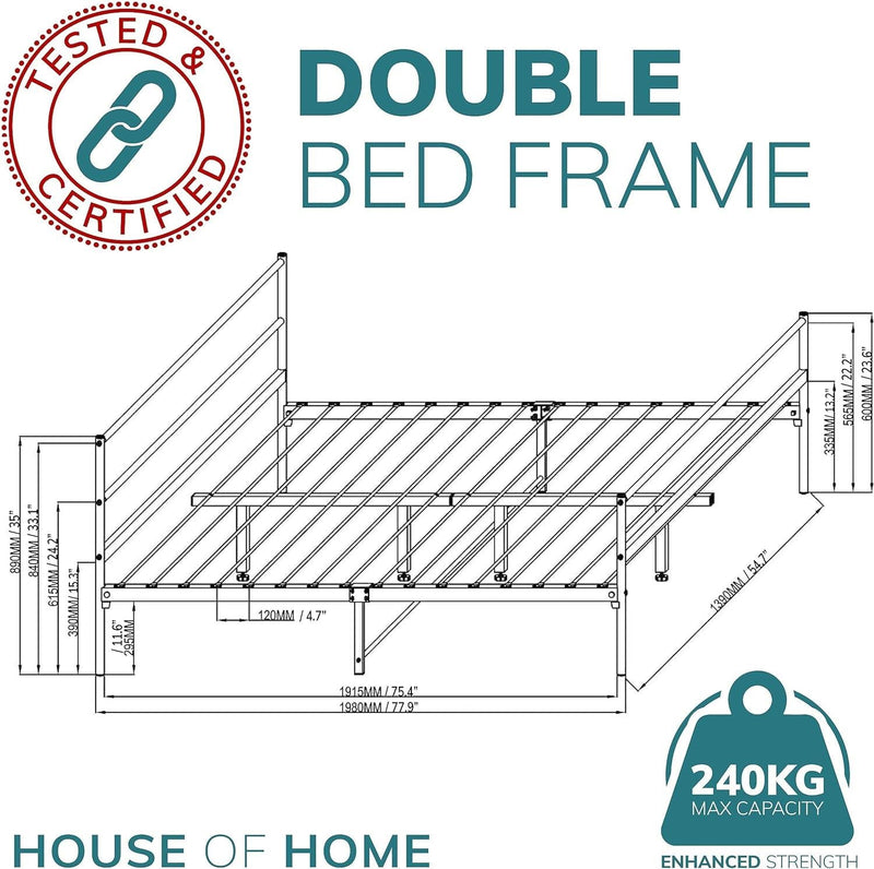 Metal Bed Frame Modern Design Single, Double, King, Extra Strong Black Finish Sturdy & Durable