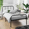 Extra Strong Single Metal Bed Frame with Rounded Head and Foot Board In Black