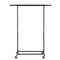 Heavy Duty Black Clothes Rail – Adjustable Width & Height with Shelf and Locking Wheels