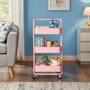 3‑Tier Pink Storage Trolley on Wheels – Versatile Organiser for Kitchen, Bathroom, Office or Bedroom