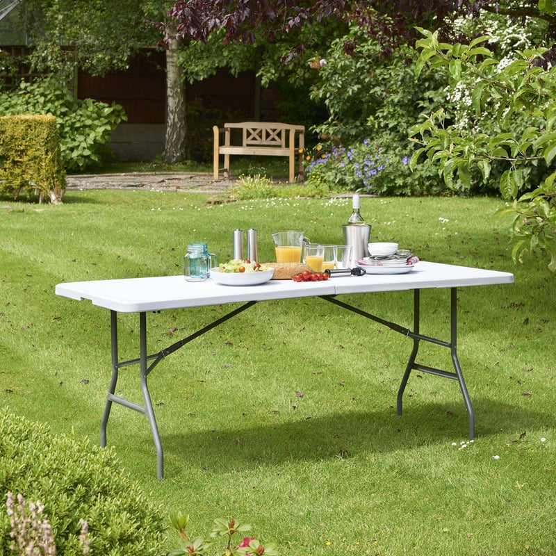 Heavy Duty 6ft Folding Table – Portable Plastic Banquet & Camping BBQ Table
