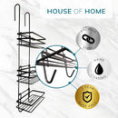 3-Tier Non-Rust Hanging Shower Caddy – Black Bathroom Organiser Rack for Shower Screen or Door