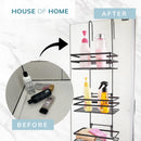 3-Tier Non-Rust Hanging Shower Caddy – Black Bathroom Organiser Rack for Shower Screen or Door