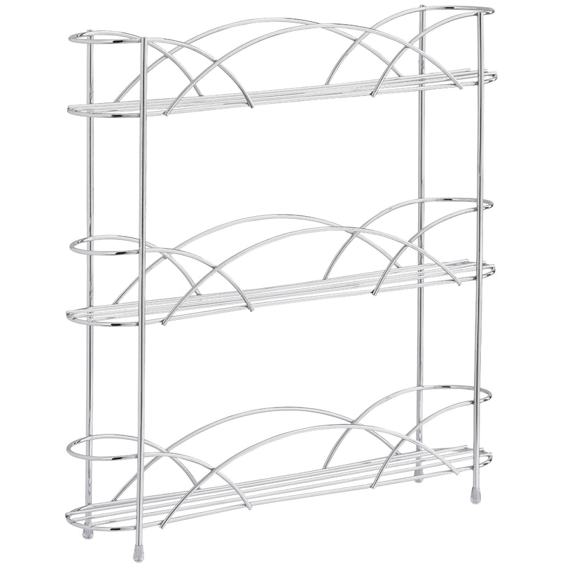 3 Tier Freestanding Spice Rack – Chrome Steel Herb Organiser with Non-Slip Feet