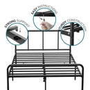 House Of Home | Double Bed Frame Extra Strong Black with Rounded Headboard - Easy Assembly Bed Base, Under Storage with Sturdy Tube Slats & Support Legs - 6.5ft x 4.5ft