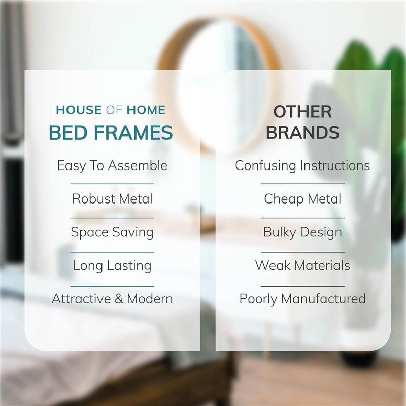 Single Metal Bed Frame Extra Strong Stylish Modern Bedroom Storage Sturdy Design