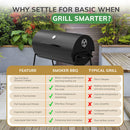 Barrel Charcoal BBQ Grill with Lid Thermometer, Portable Trolley Smoker, Wheels