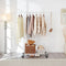 Heavy Duty White Clothes Rail – Adjustable Width & Height with Shelf and Locking Wheels