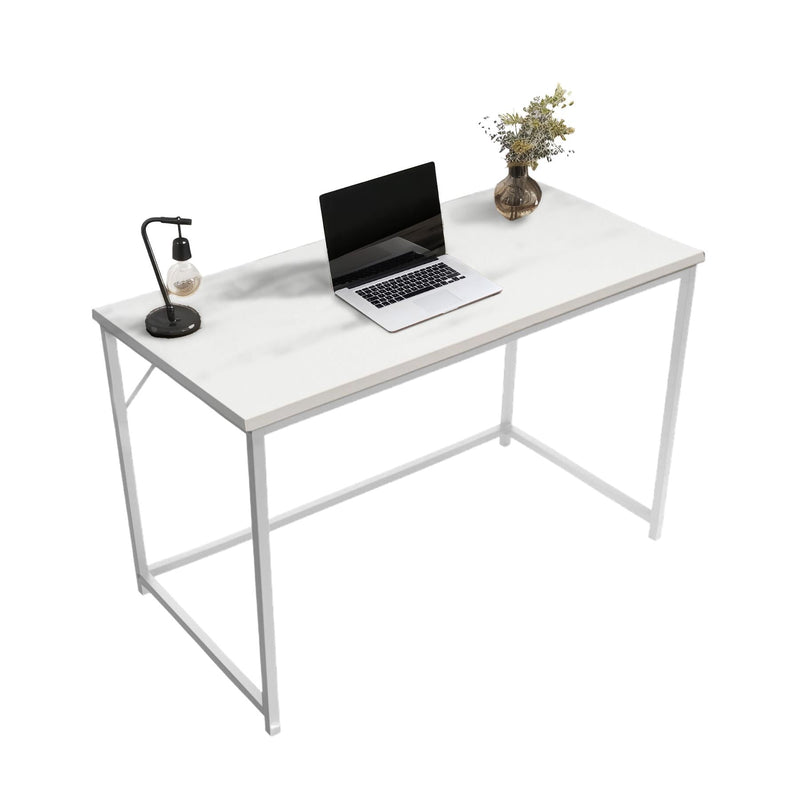 White Computer Desk 120cm – Large Home Office, Gaming & Study Table with White Frame