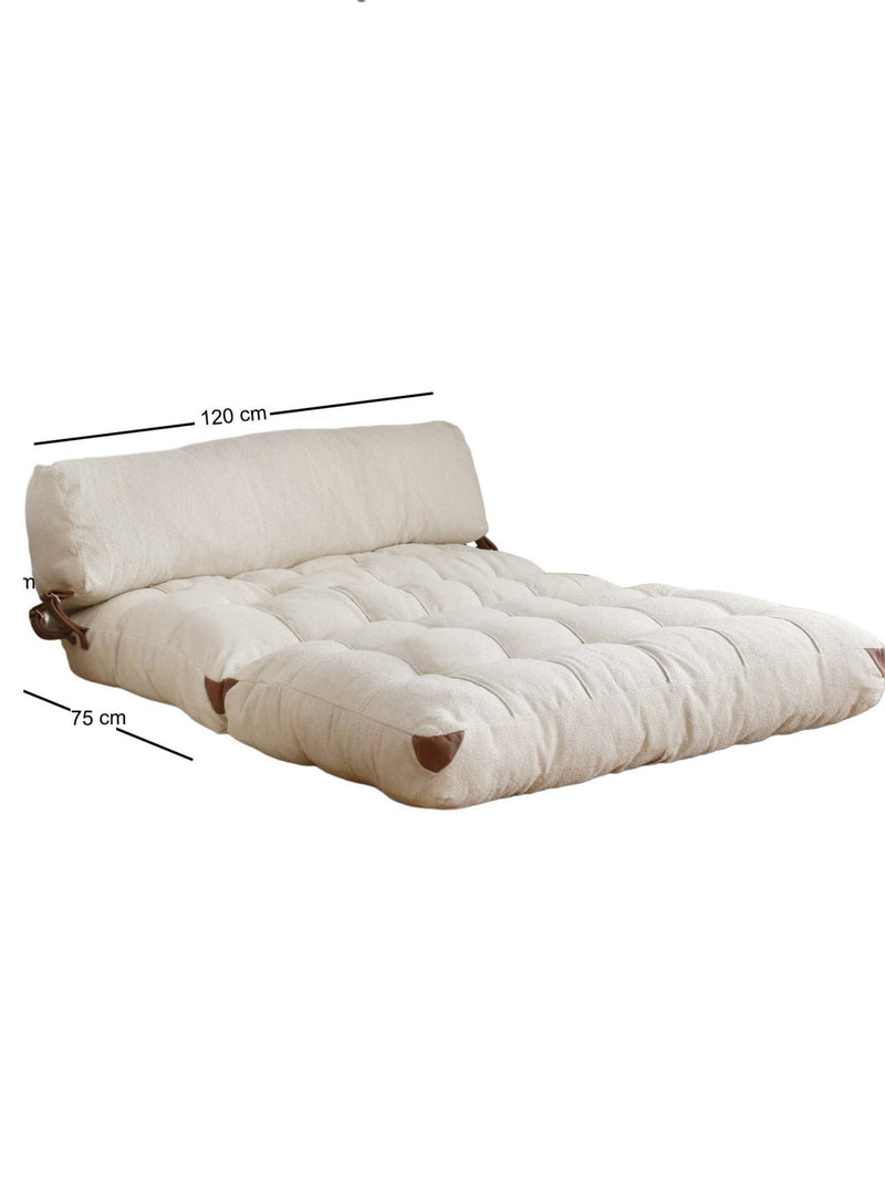 Klappbares Zweisitzer-Schlafsofa Teddy 2, Creme