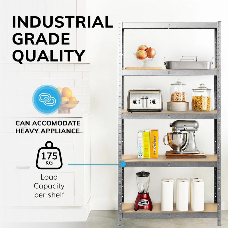 Boltless 5 Tier Heavy Duty Galvanised Steel Shelving Unit – 875kg Capacity
