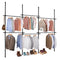 Black Floor to Ceiling Triple Telescopic Wardrobe Organiser – 2 Tier Modular Hanging Clothes Rack