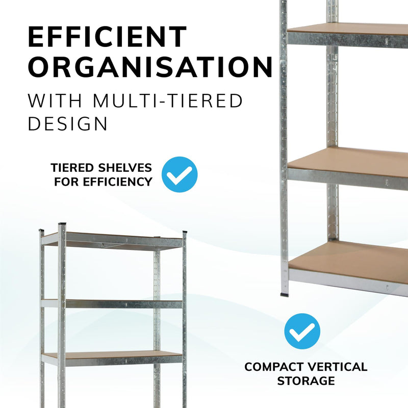 Boltless 5 Tier Heavy Duty Galvanised Steel Shelving Unit – 875kg Capacity