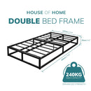Double Bed Black Platform Bed Frame - Bedroom Furniture with Under Bed Storage Space, Heavy Duty Double Bed Frame, Extra Strong Easy Assembly, Low Profile Bed Base 4.5ft6.3