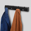 Wall Mounted Door Hook Rack – 4 Black Nickel Hooks on Black Wooden Board