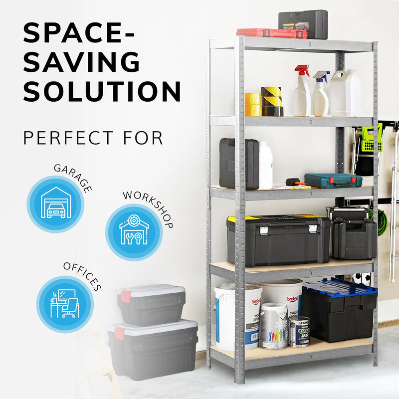 Boltless 5 Tier Heavy Duty Galvanised Steel Shelving Unit – 875kg Capacity