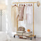 Heavy Duty Gold Clothes Rail – Adjustable Width & Height with Shelf and Locking Wheels