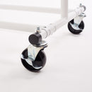 Heavy Duty White Clothes Rail – Adjustable Width & Height with Shelf and Locking Wheels