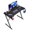 Gaming Desk Carbon Fibre Finish Black 120cm Cup Holder, Headphone Hook