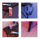 Gaming Desk with Monitor Stand Carbon Fibre Top Black 80cm
