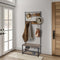 Multi-Function Coat Stand with Black Frame & Rustic Brown Wood – Hallway Entrance