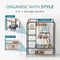Double Hanging Clothes Rail with Shelves & Shoe Storage – Black Metal, 6 Shelves