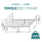 Single Metal Bed Frame Extra Strong Stylish Modern Bedroom Storage Sturdy Design