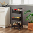 3‑Tier Black Storage Trolley on Wheels – Versatile Organiser for Kitchen, Bathroom, Office or Bedroom