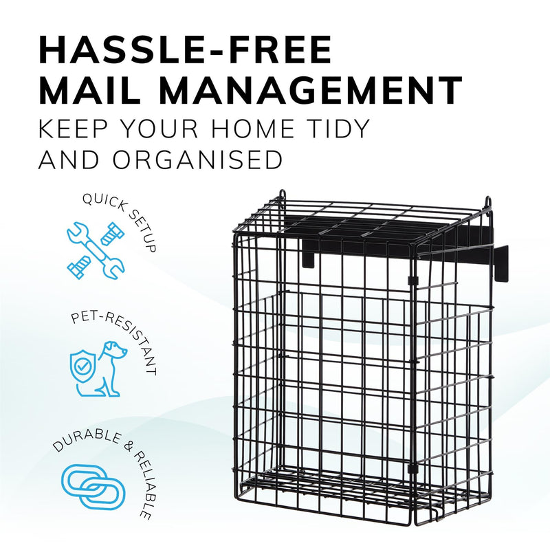 Black Letterbox Cage No Screws Needed Door Mail Box Post Letter Catcher